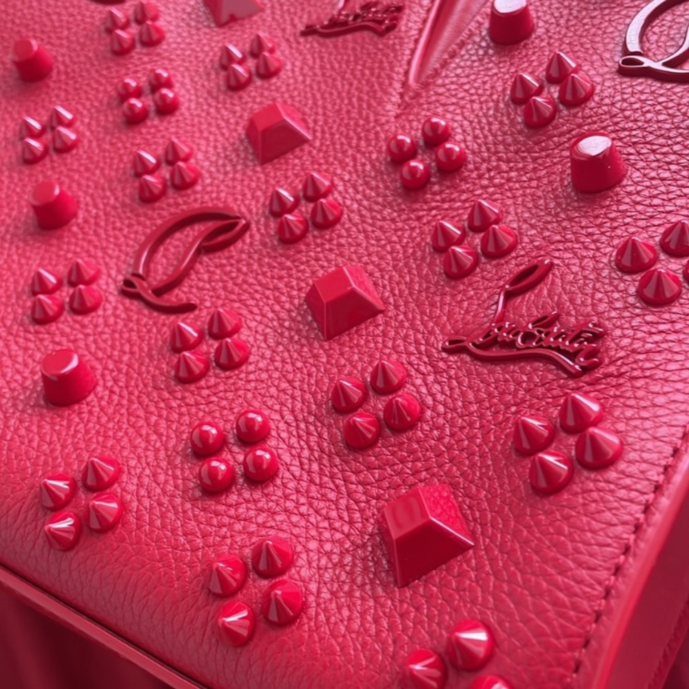 Christian Louboutin Red Calf Leather Paloma Loubinhesky Medium Top Handle Bag - Picture 7 of 15